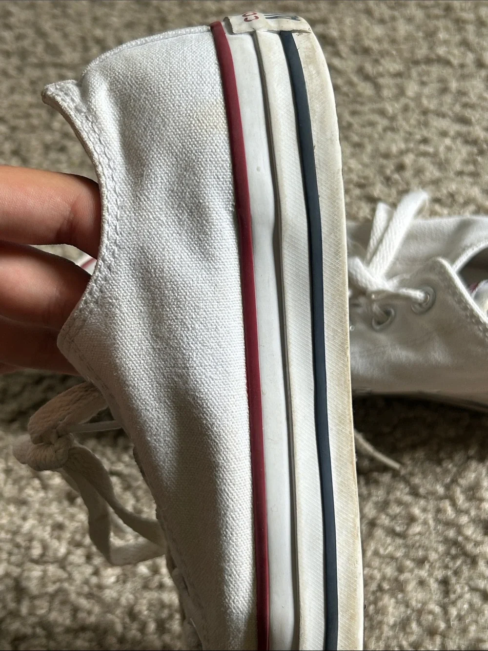 Converse White Low-Top Sneakers with Red Stripe - Picture 4 of 7